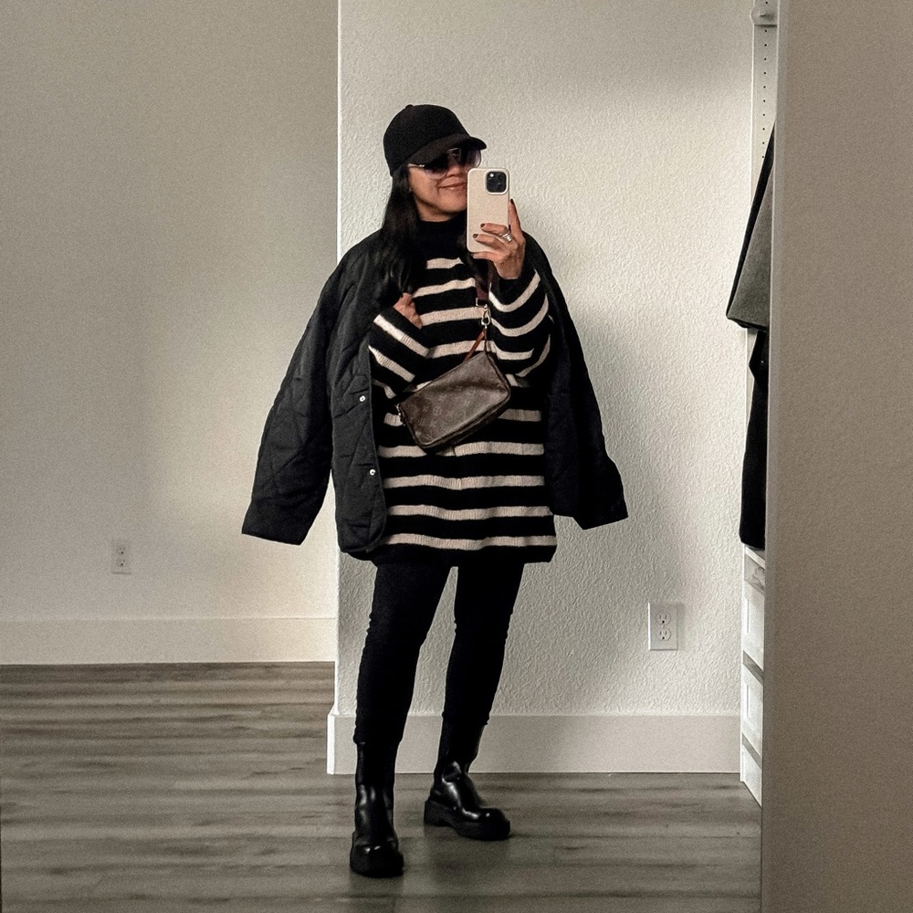 Black Quilted Jacket (S,M) - Picture 12 of 13